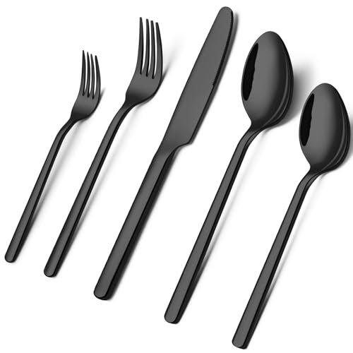 18/10 Black Flatware Sets: Stylish Durable Cutlery for Modern Kitchens 5 1810 black flatware
