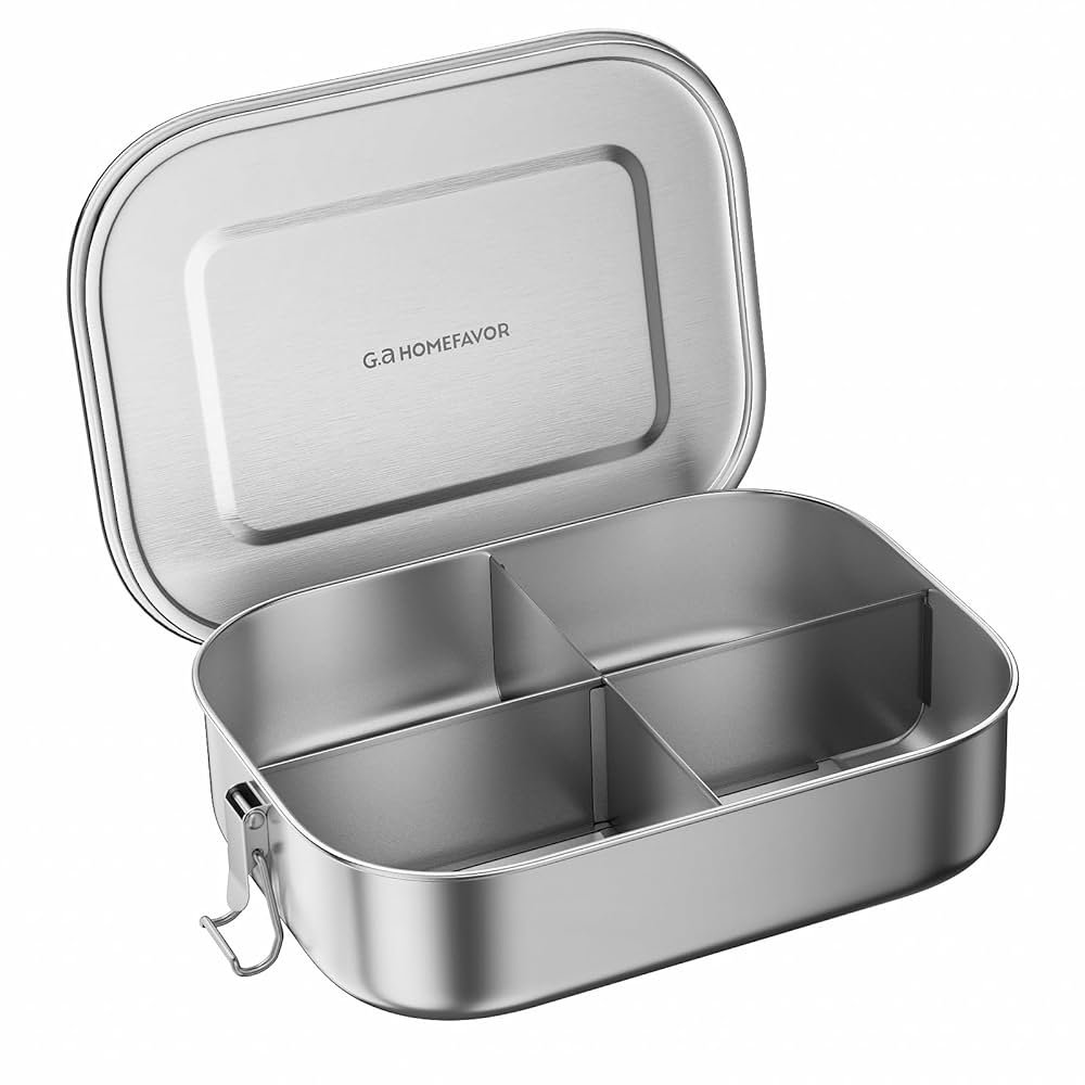 4 compartment stainless steel lunch