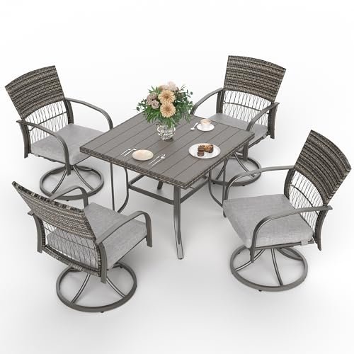 5 Piece Outdoor Dining Set With Swivel Chairs for Ultimate Patio Comfort 3 5 piece outdoor dining set with swivel chairs