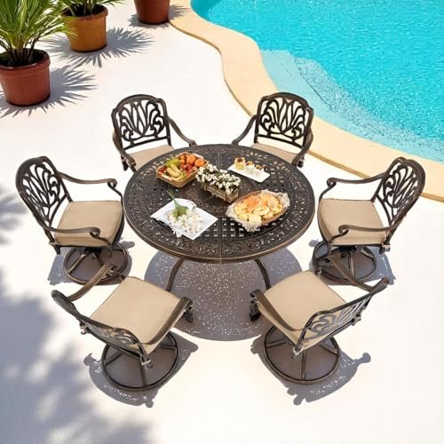 7 Piece Cast Aluminum Outdoor Dining Set for Stylish Patio Dining 15 7 piece cast aluminum outdoor dining set