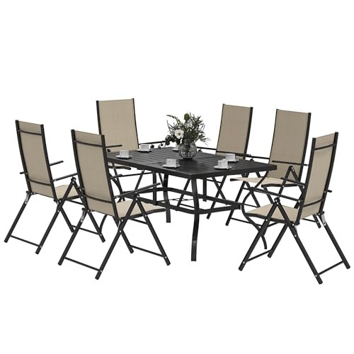 7 Piece Outdoor Dining Set With Umbrella Hole for Stylish Patio Meals 3 7 piece outdoor dining set with umbrella hole