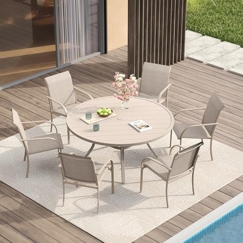 7 Piece Round Outdoor Dining Set for Stylish Backyard Entertaining 15 7 piece round outdoor dining set