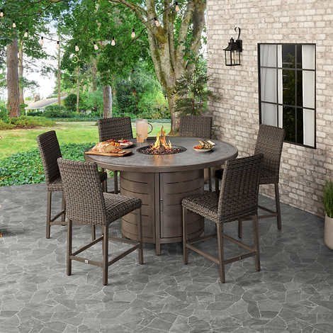 Agio Mckinnon 7 Piece Fire Outdoor Dining Set: Ultimate Patio Luxury 11 agio mckinnon 7 piece fire outdoor dining set 1