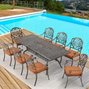berkley jensen belmar 9 pc aluminum sling outdoor dining set