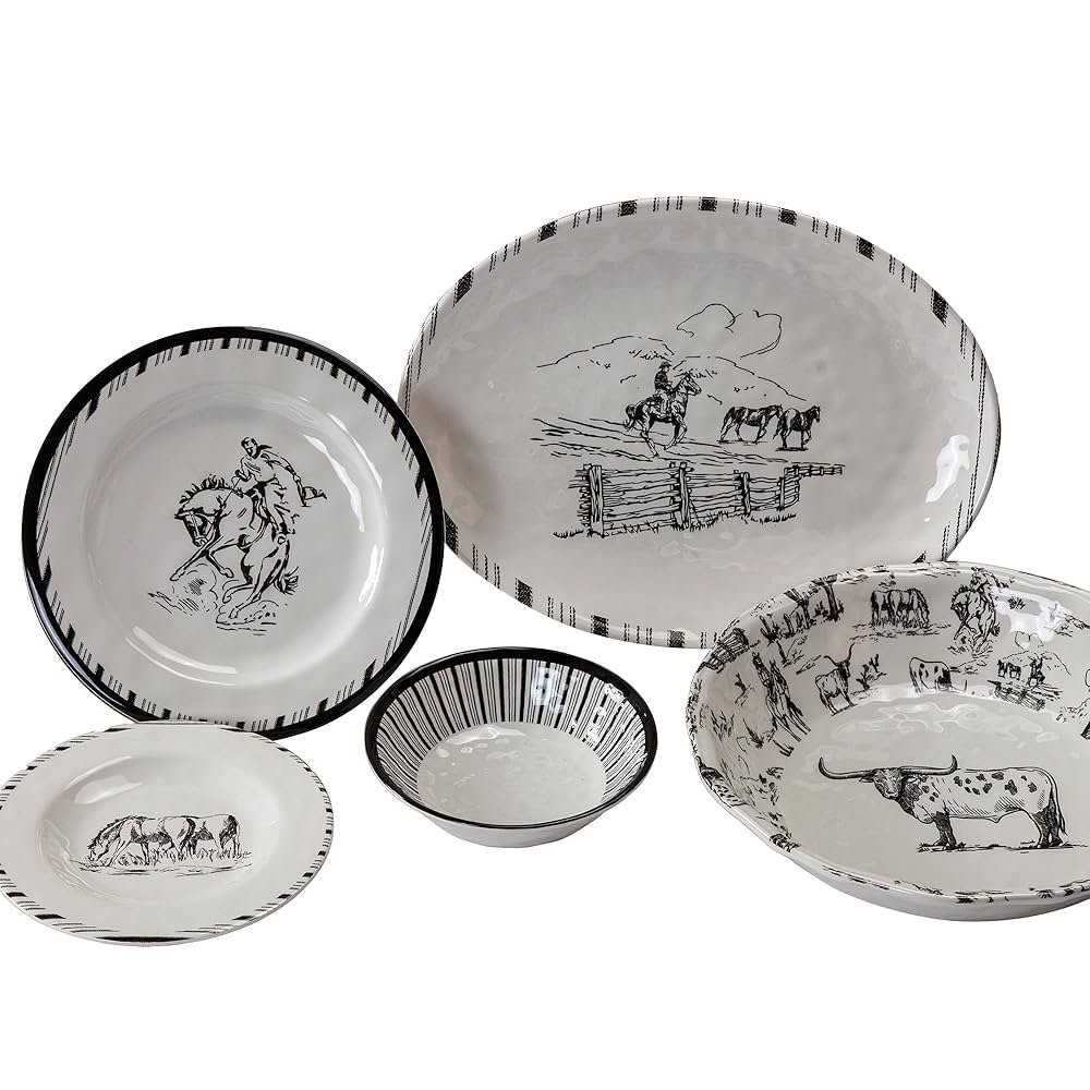 black and white melamine dinnerware