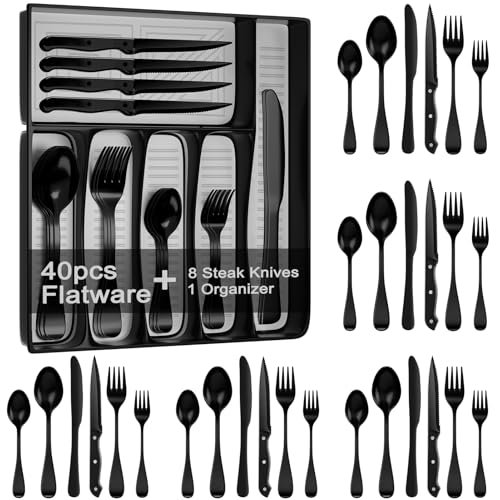 Black Flatware Set for 8: Stylish Matte Black Cutlery for Every Meal 11 black flatware set for 8