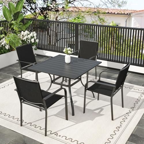 Black Outdoor Dining Table for 4: Stylish Sets for Your Patio Comfort 7 black outdoor dining table for 4