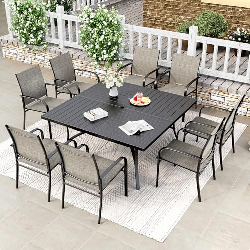 Bronislovas 8 - Person Square Outdoor Dining Set Perfect for Entertaining 9 bronislovas 8 person square outdoor dining set
