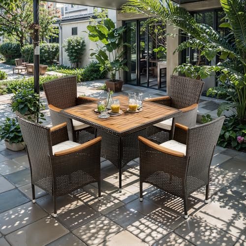 Brown Wicker Outdoor Dining Set: Stylish Comfort for Your Patio Space 11 brown wicker outdoor dining set