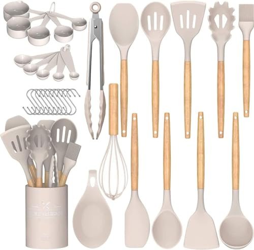 Cooking Tools for Kitchen: Ultimate 33-Piece Non-Stick Silicone Utensil Set 19 cooking tools for kitchen