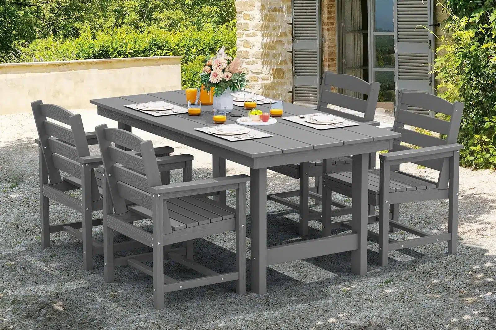 farmhouse outdoor dining table set