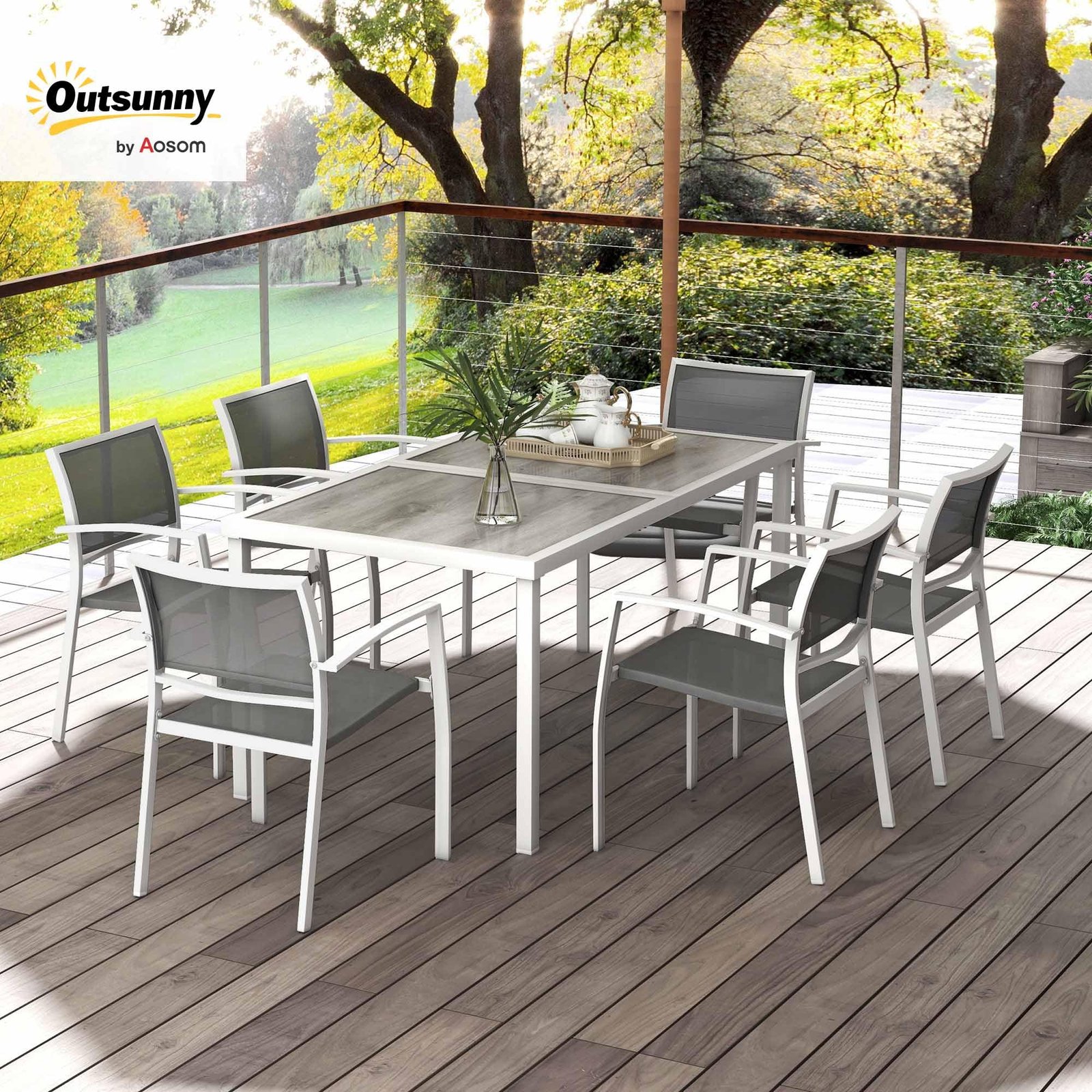 gray outdoor dining set for 6