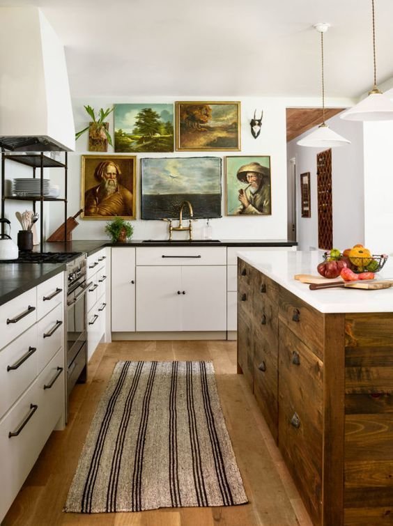 How to Decorate Your Kitchen Walls: Stunning Ideas to Transform Space 5 Modern kitchen with framed wall art and shelves