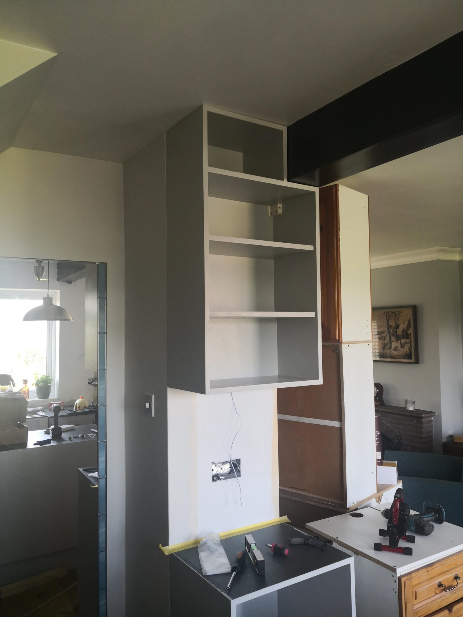 how to fix kitchen cabinet that pulling away from wall scaled