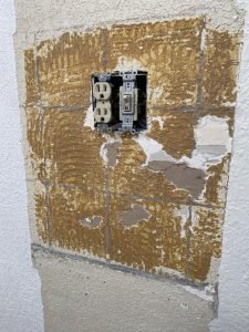 Repair kitchen wall after removing old tiles