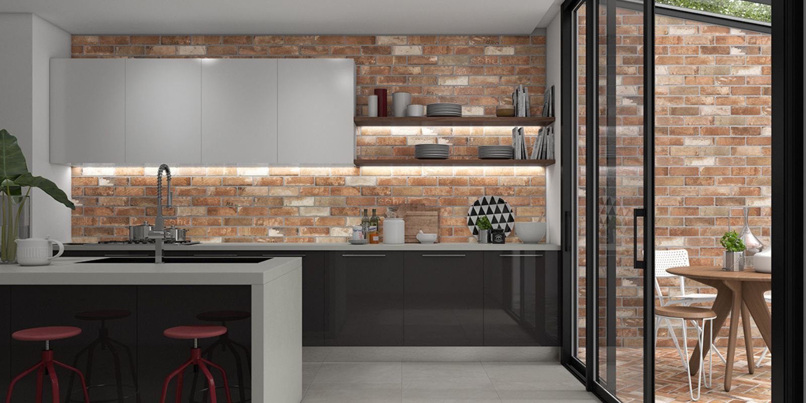 how to tile a kitchen wall brick effect