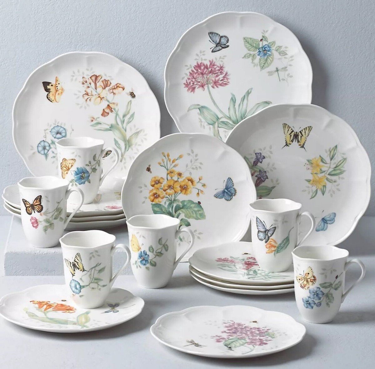 lenox butterfly meadow porcelain 18 piece dinnerware set