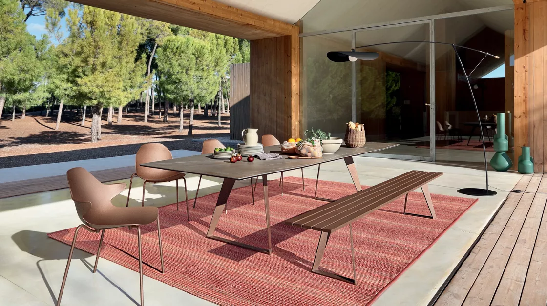 low outdoor dining table