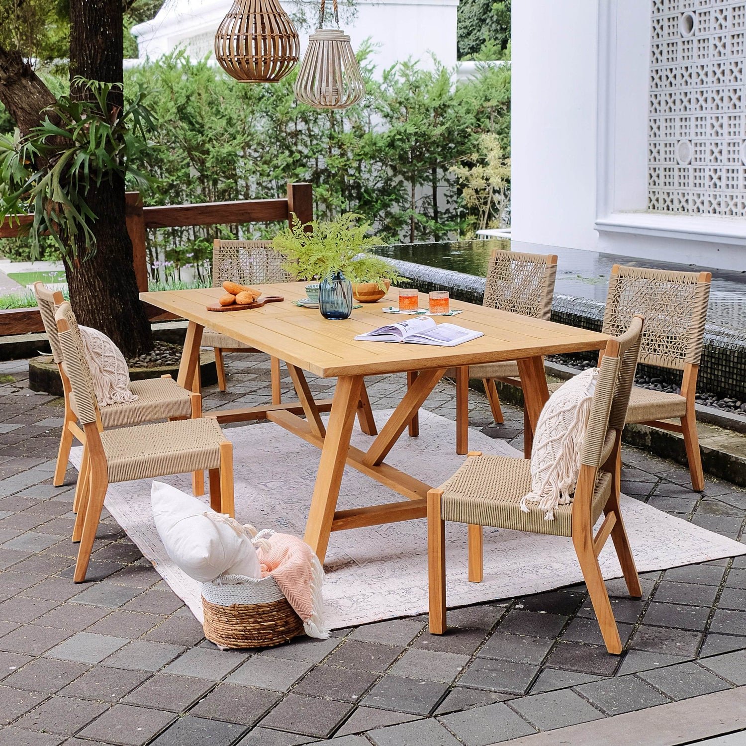 modern teak outdoor dining table