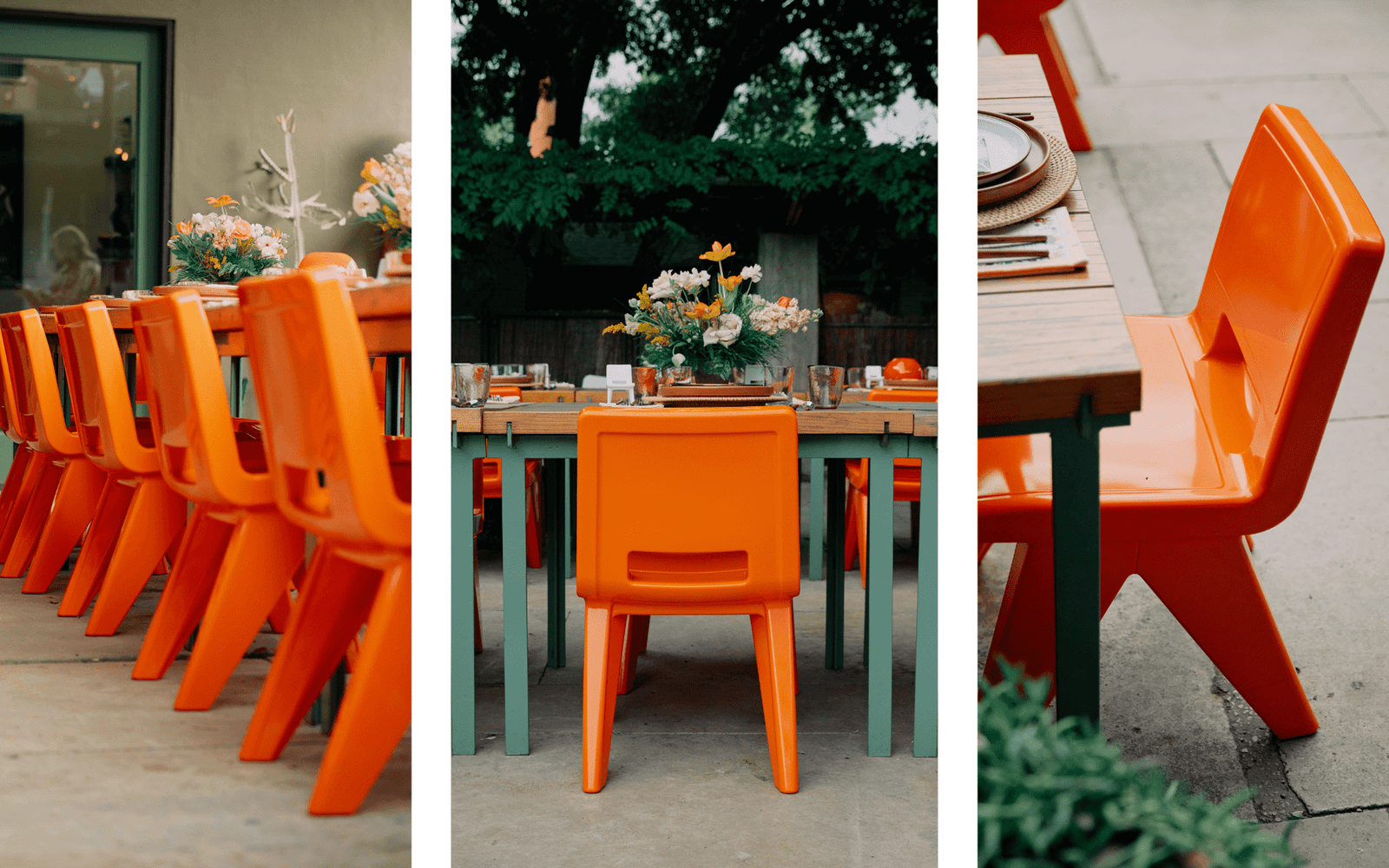 orange outdoor dining chairs