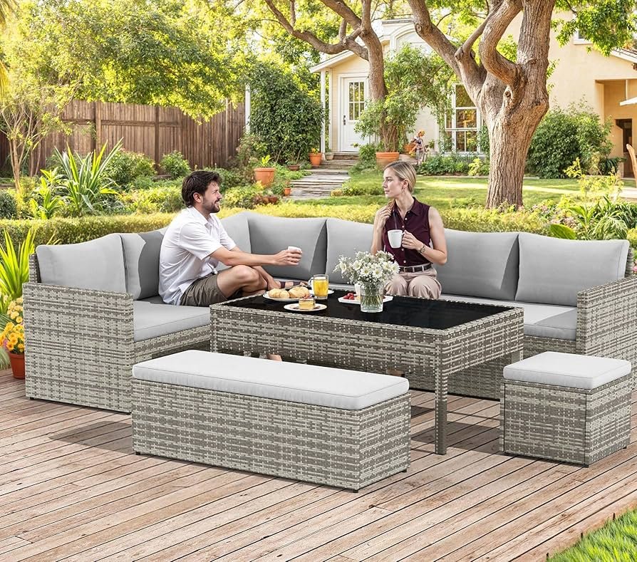 outdoor couch with dining table