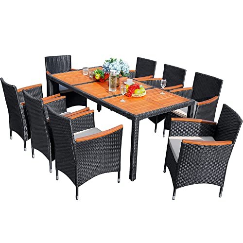 Outdoor Dining in Newton Ma: Flamaker 9-Piece Acacia Patio Set Review 1 outdoor dining in newton ma