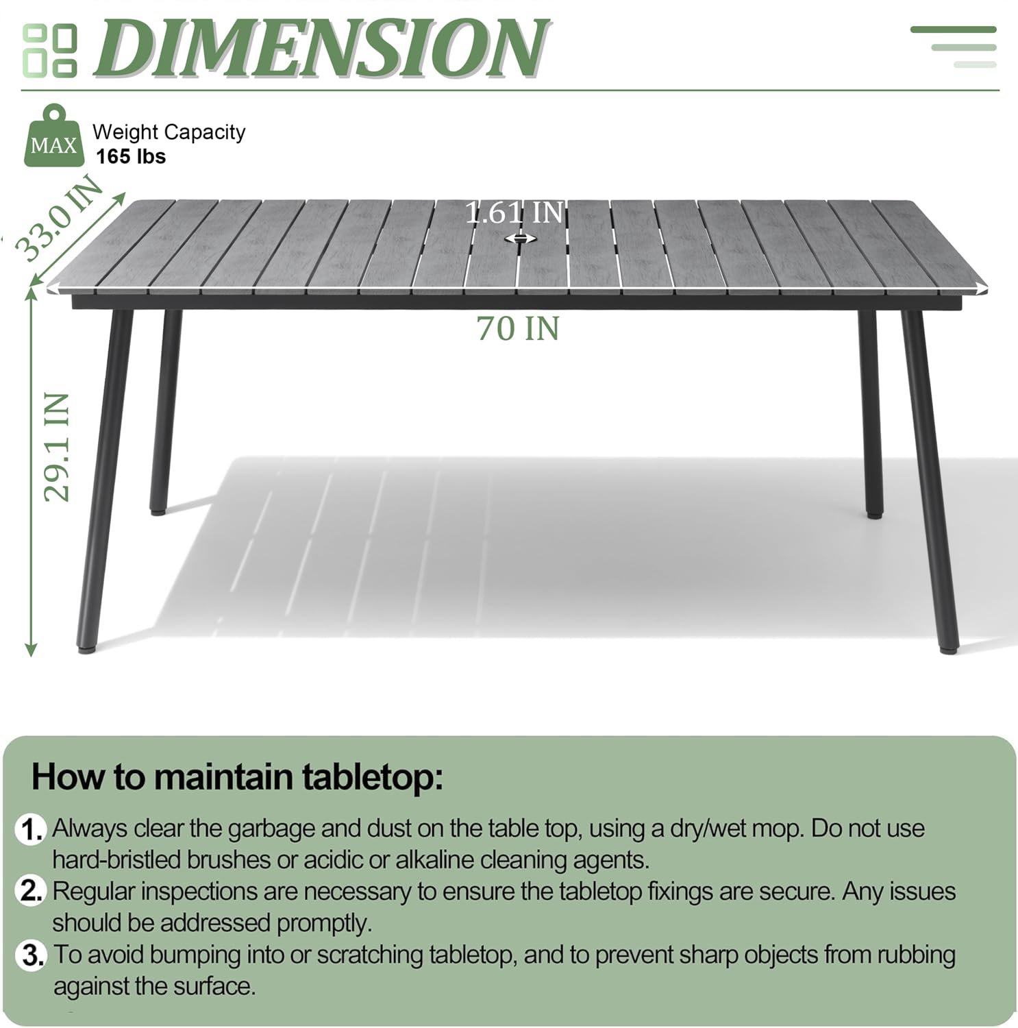 outdoor dining table dimensions