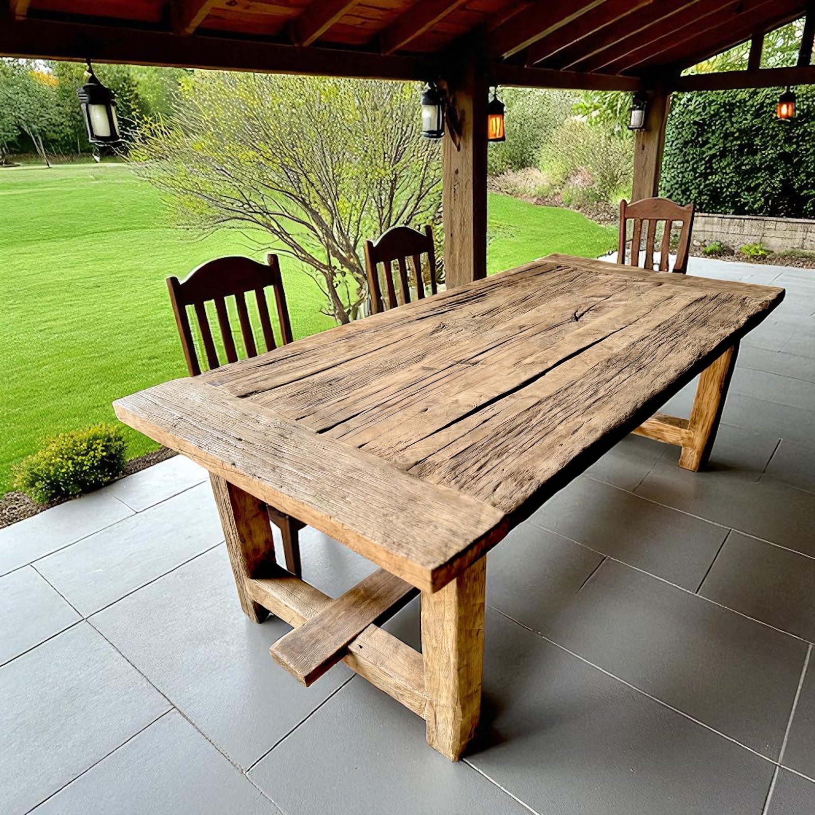 outdoor rustic dining table