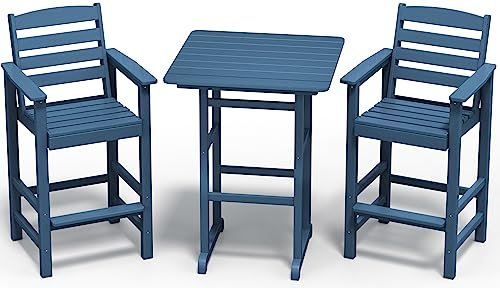Metal pub height outdoor dining table set for outdoor gatherings