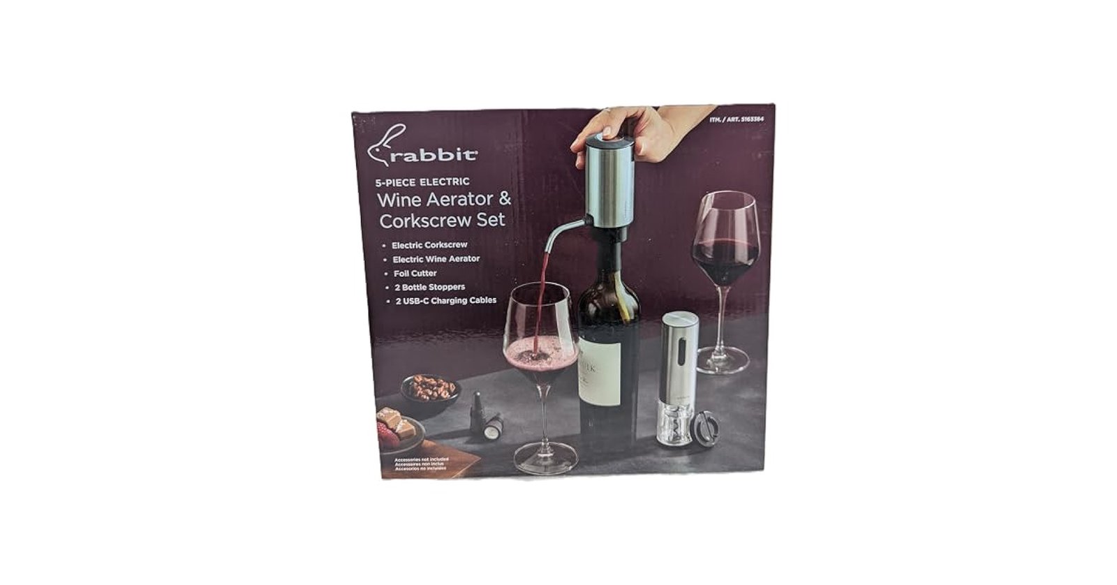 rabbit wine aerator and corkscrew set