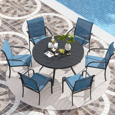 Round Outdoor Dining Table for 6: Stylish Comfort for Gatherings 1 round outdoor dining table for 6
