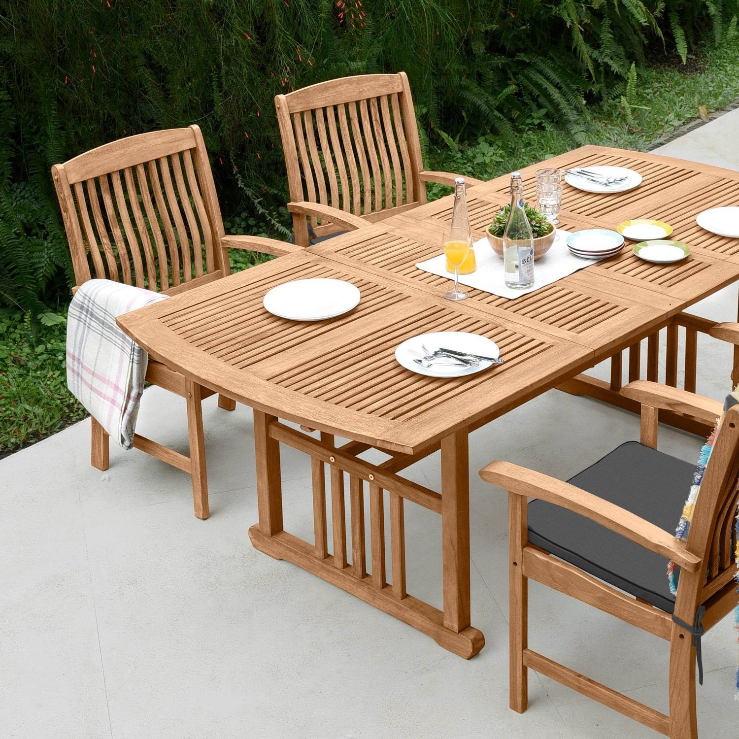 teak outdoor dining table for 8