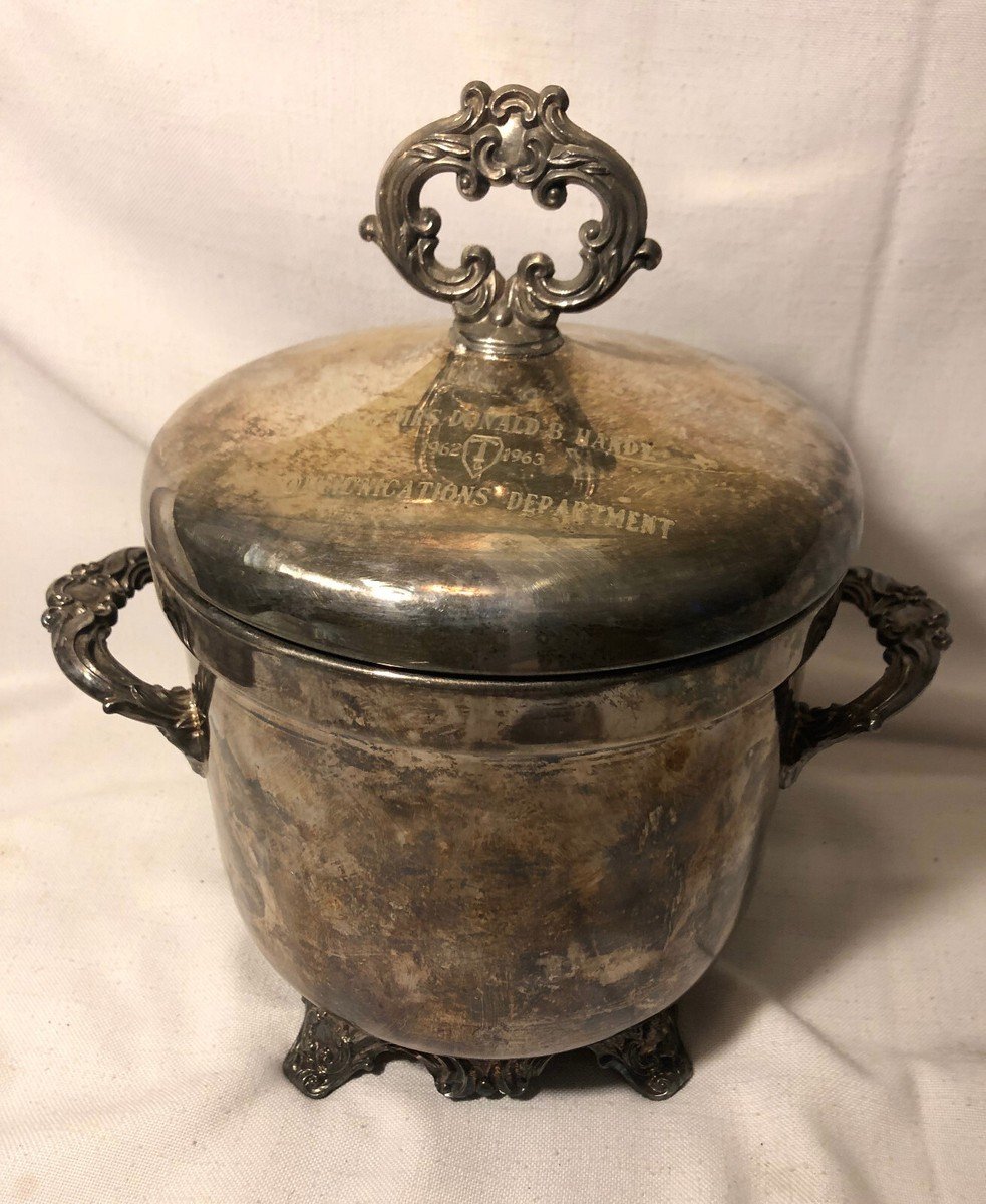 vintage silver ice bucket with lid