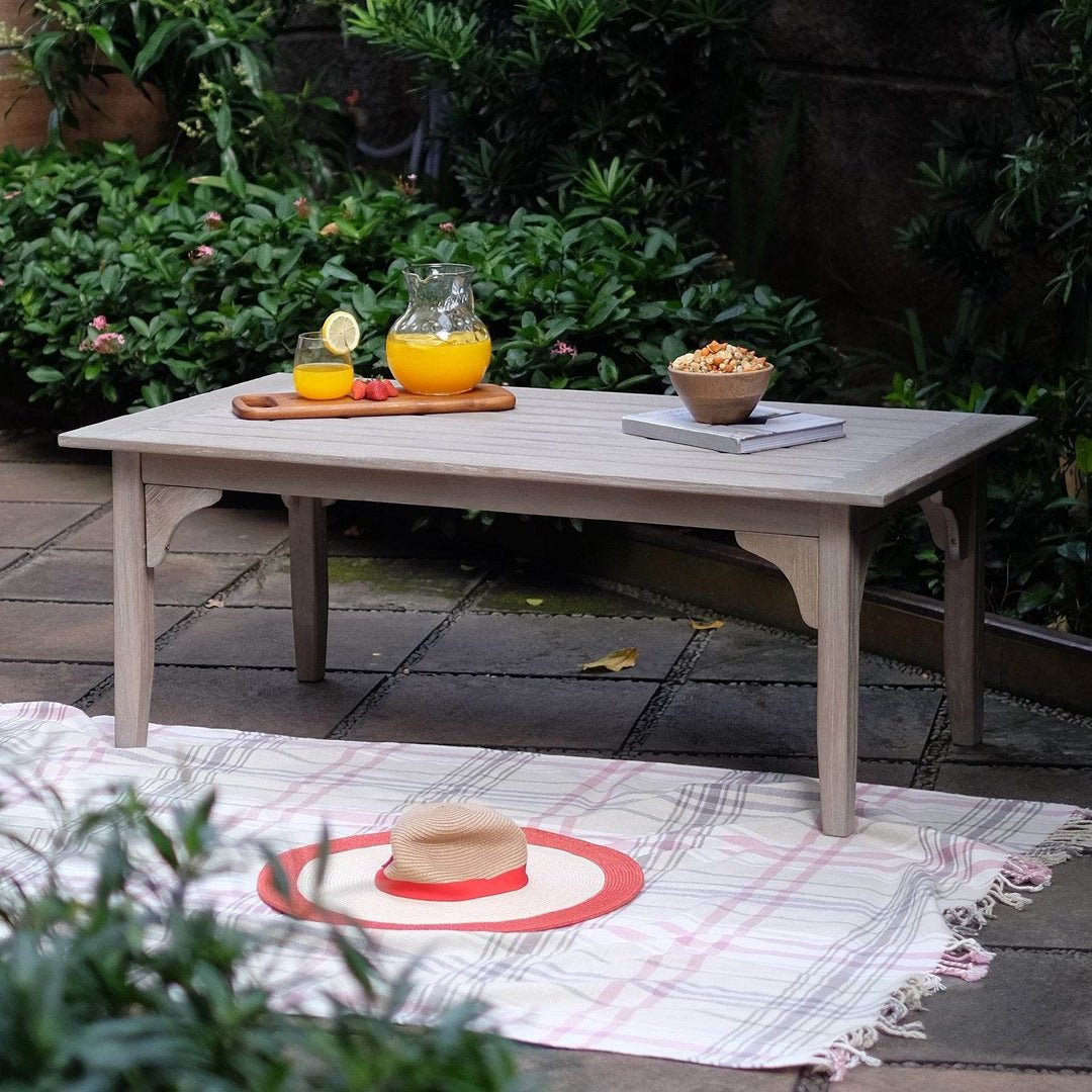 weathered teak outdoor dining table