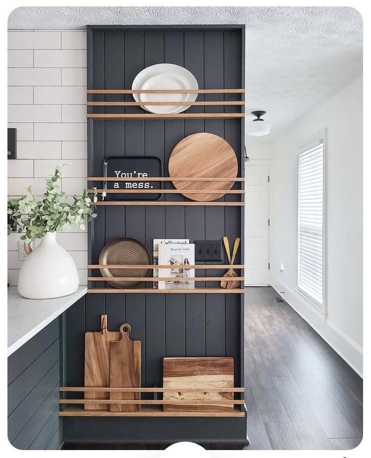 Minimalist kitchen with creative wall storage solutions