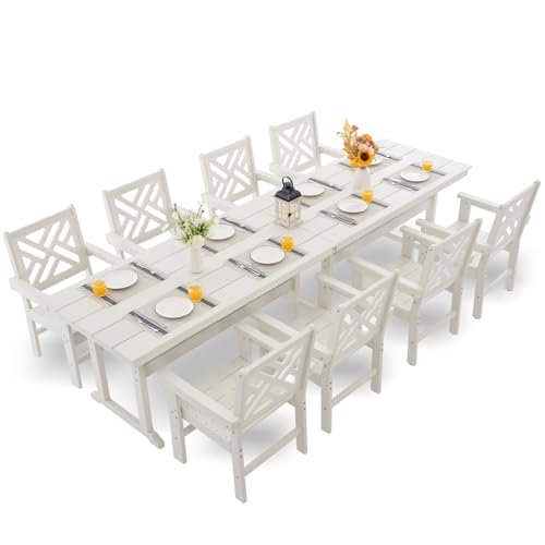 White Outdoor Dining Table for 8: Stylish, Durable Patio Sets with Umbrella Hole 3 white outdoor dining table for 8