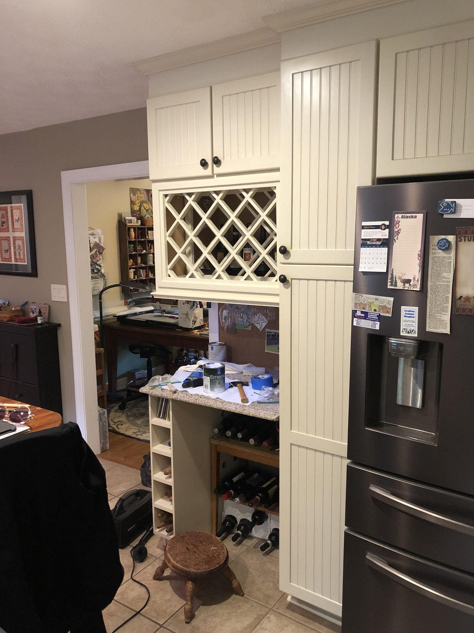 wine rack cabinet above fridge scaled