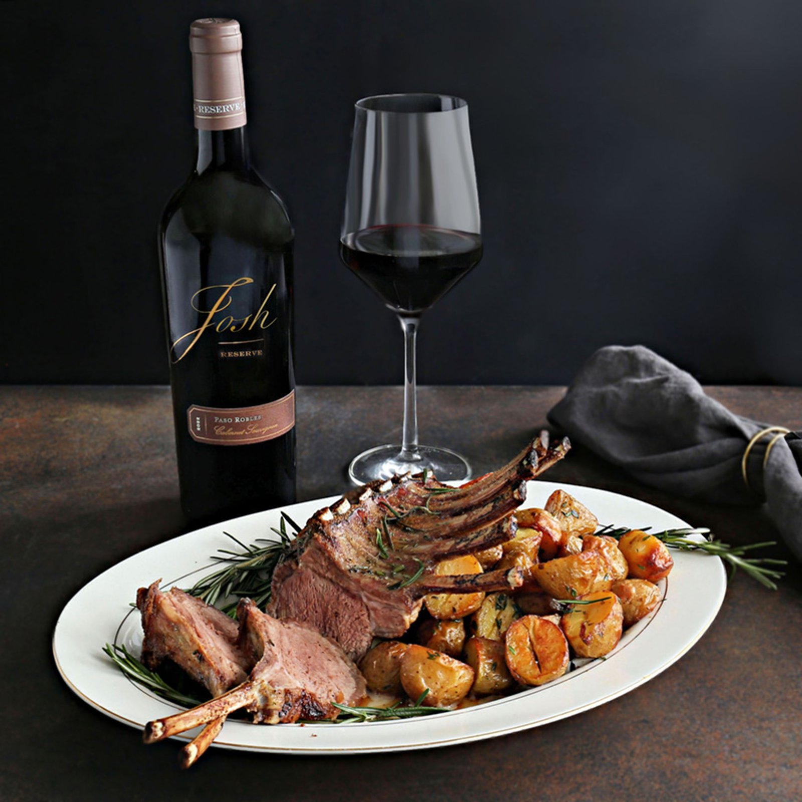 wine with rack of lamb