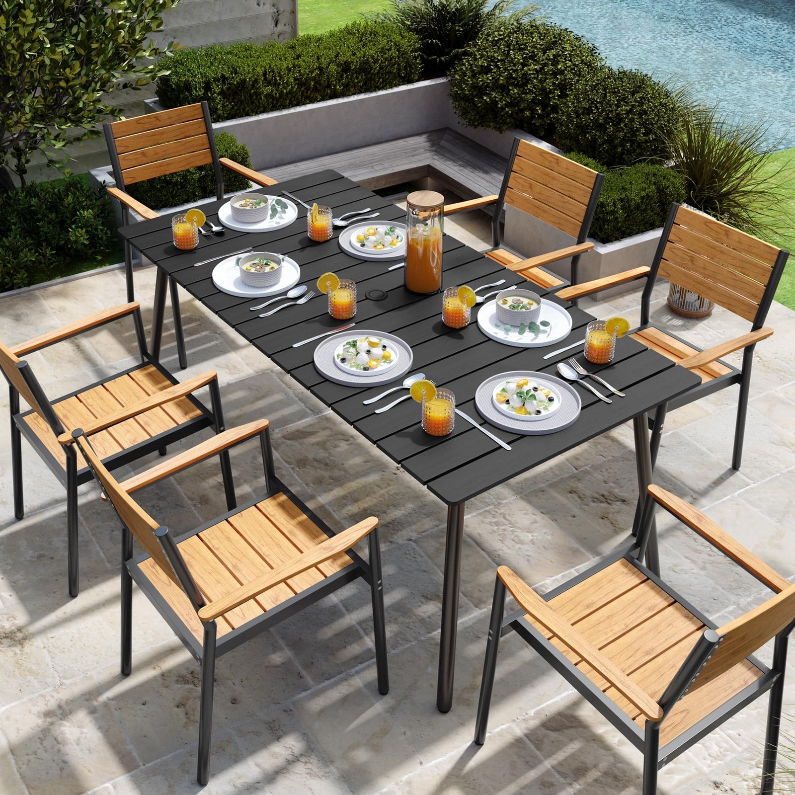 wood and metal outdoor dining table 1