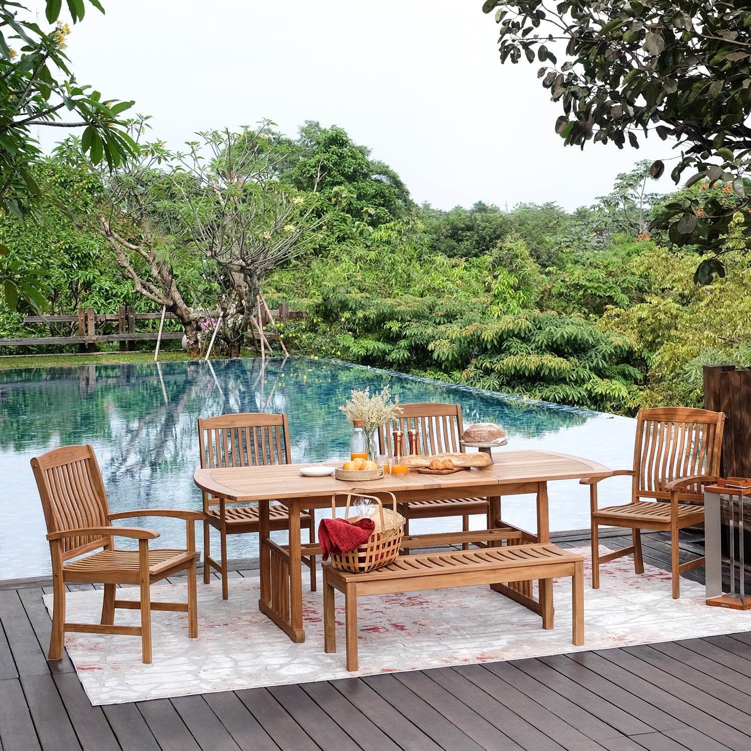 wooden outdoor dining tables
