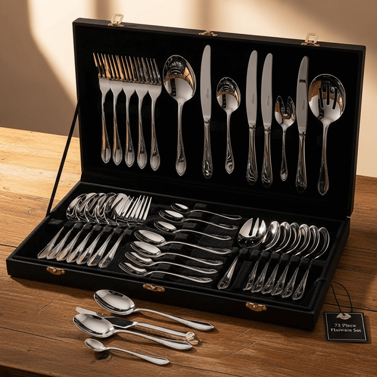 72 Piece Flatware Set: Durable Stainless Steel Cutlery for Every Meal 5 72 Piece Flatware Set – Stylish Stainless Steel Cutlery