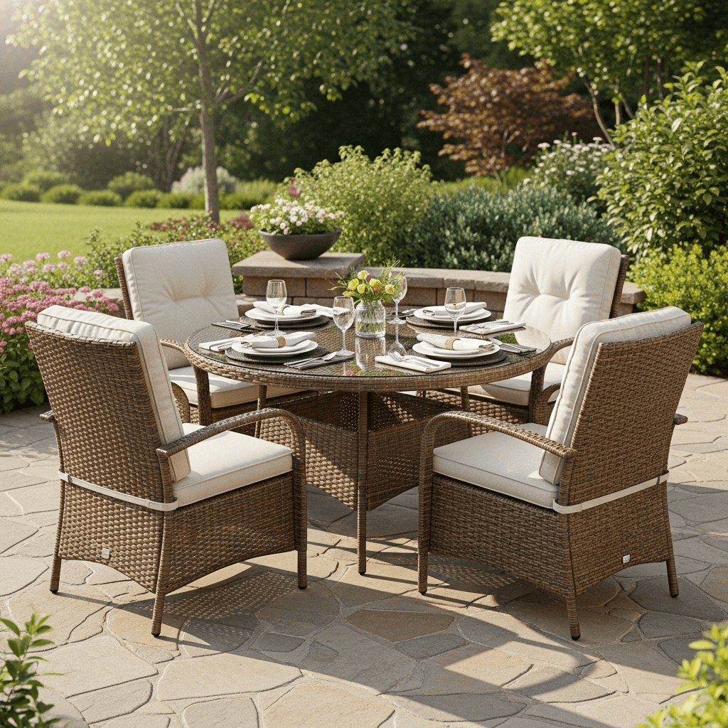 Resin Wicker Outdoor Dining Sets: Stylish Comfort for Your Backyard Retreat 1 Jeco 5 Piece Wicker Outdoor Dining Set
