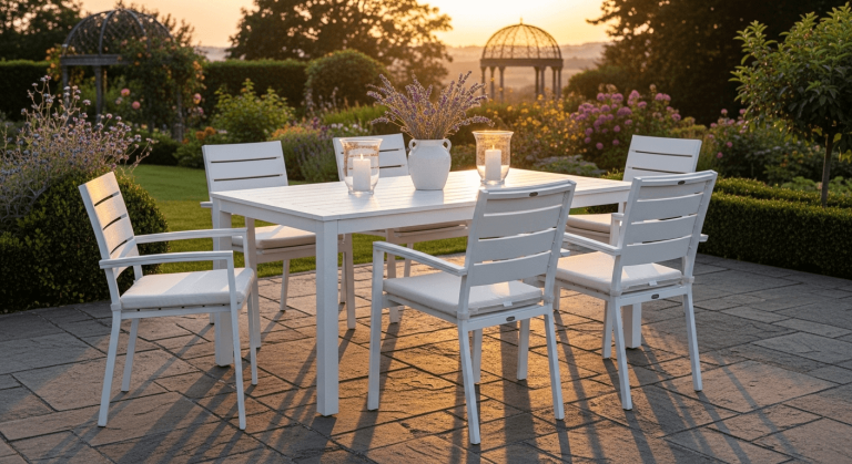 White Outdoor Dining Set: Stylish Comfort for Perfect Gatherings 1 White Outdoor Dining Set