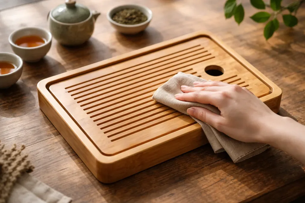 bamboo serving tray cleaning