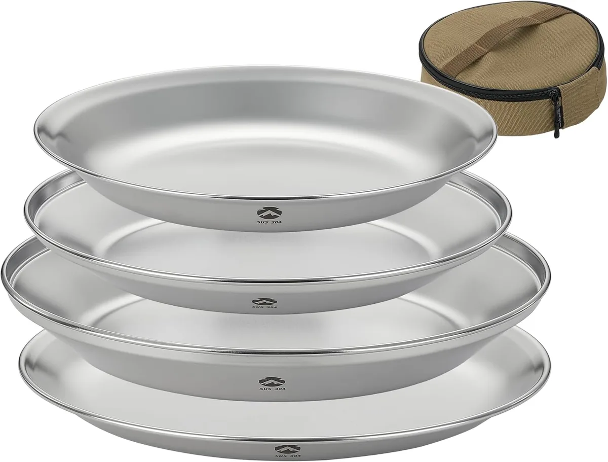 stainless steel camping dinnerware
