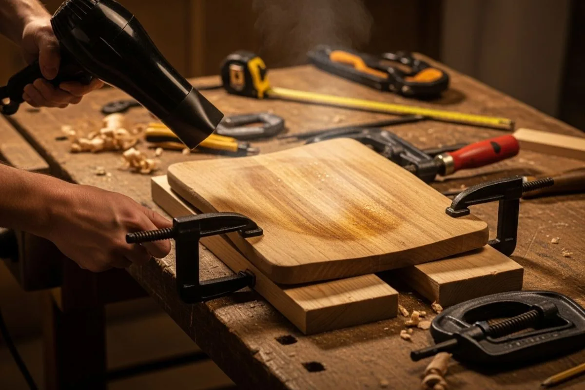 warping cracked outdoor wooden tray